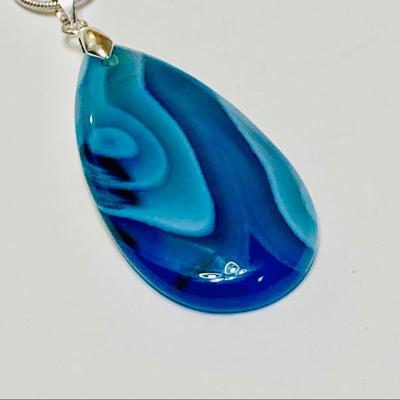 THERAPEUTIC Blue ONYX STONE NECKLACE With Soothing Ocean Waves & Healing Energy - Picture 6 of 11
